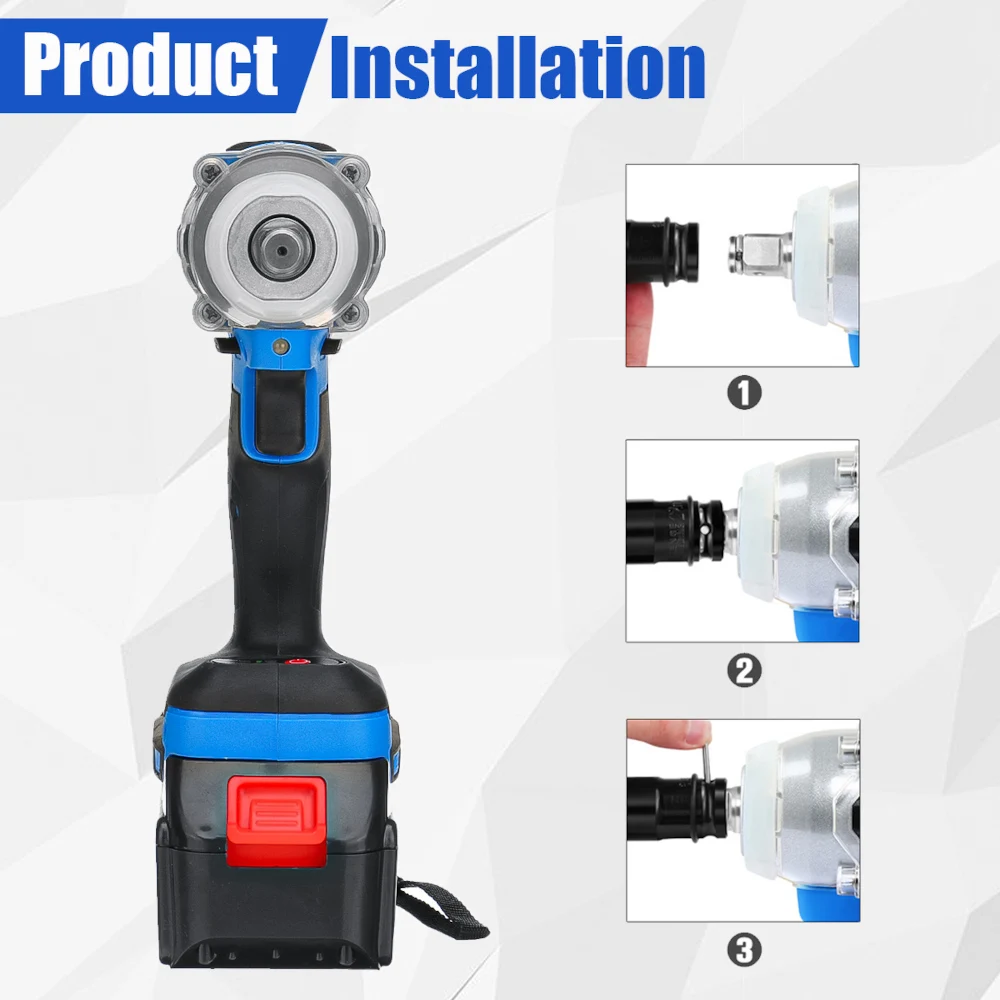 Бесщеточный Электрический ударный гайковерт с литий-ионной батареей 22800 588 мАч 1/2