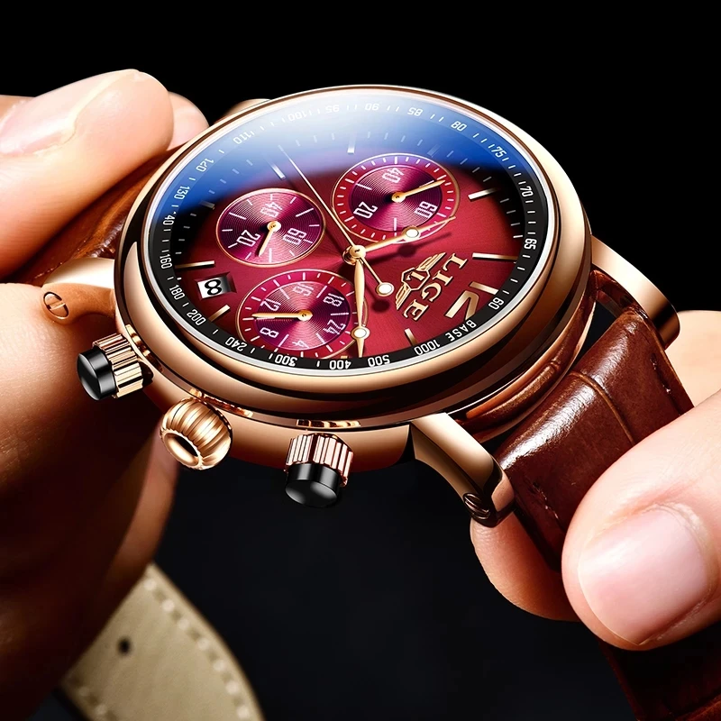LIGE New Luxury Business Watches Quartz Men's Watches Leather Strap 30M Waterproof Fashion Men's Watch Clock Relogio Masculino