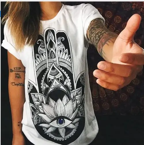 T короткие женские европейские и американские летние модные хлопковые принты с