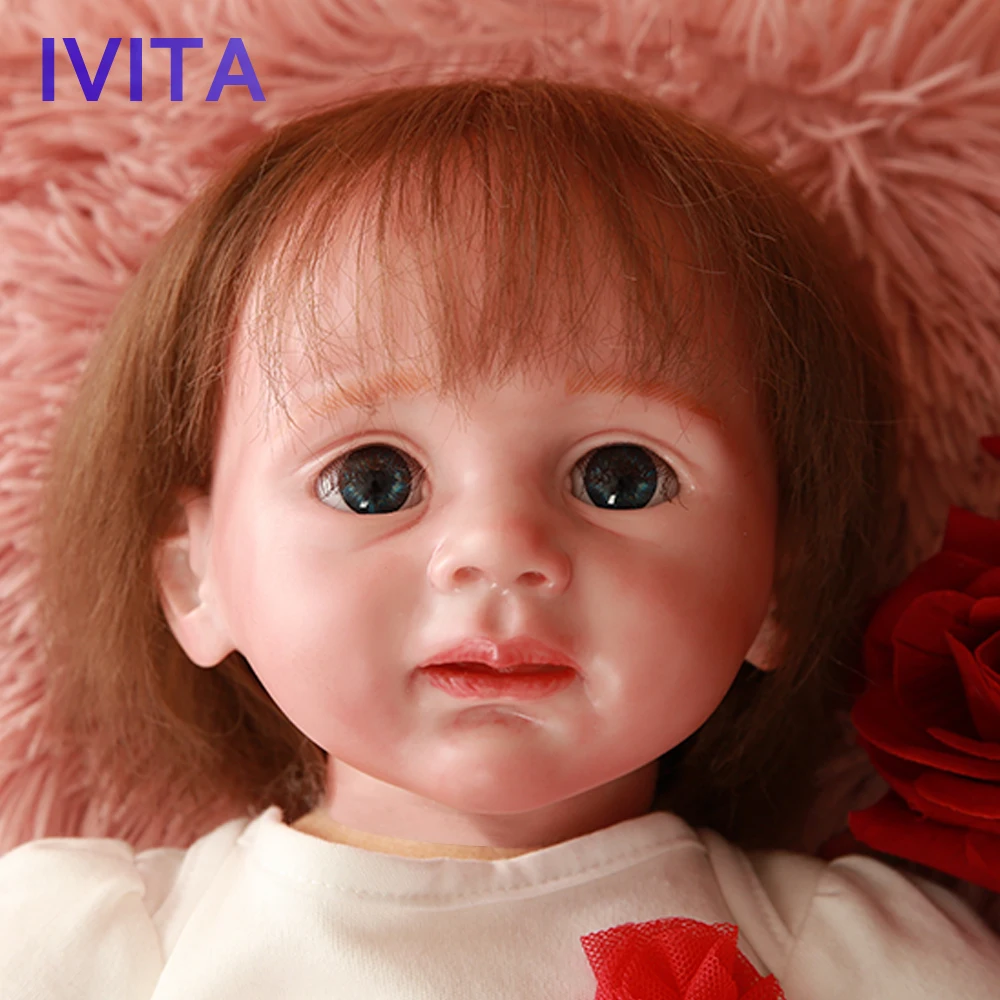 IVITA DS1803 ручная работа реалистиста кремния винил reborn Реалистичная кукла-младенец малышка девочка с посажены волосы игрушки для детей