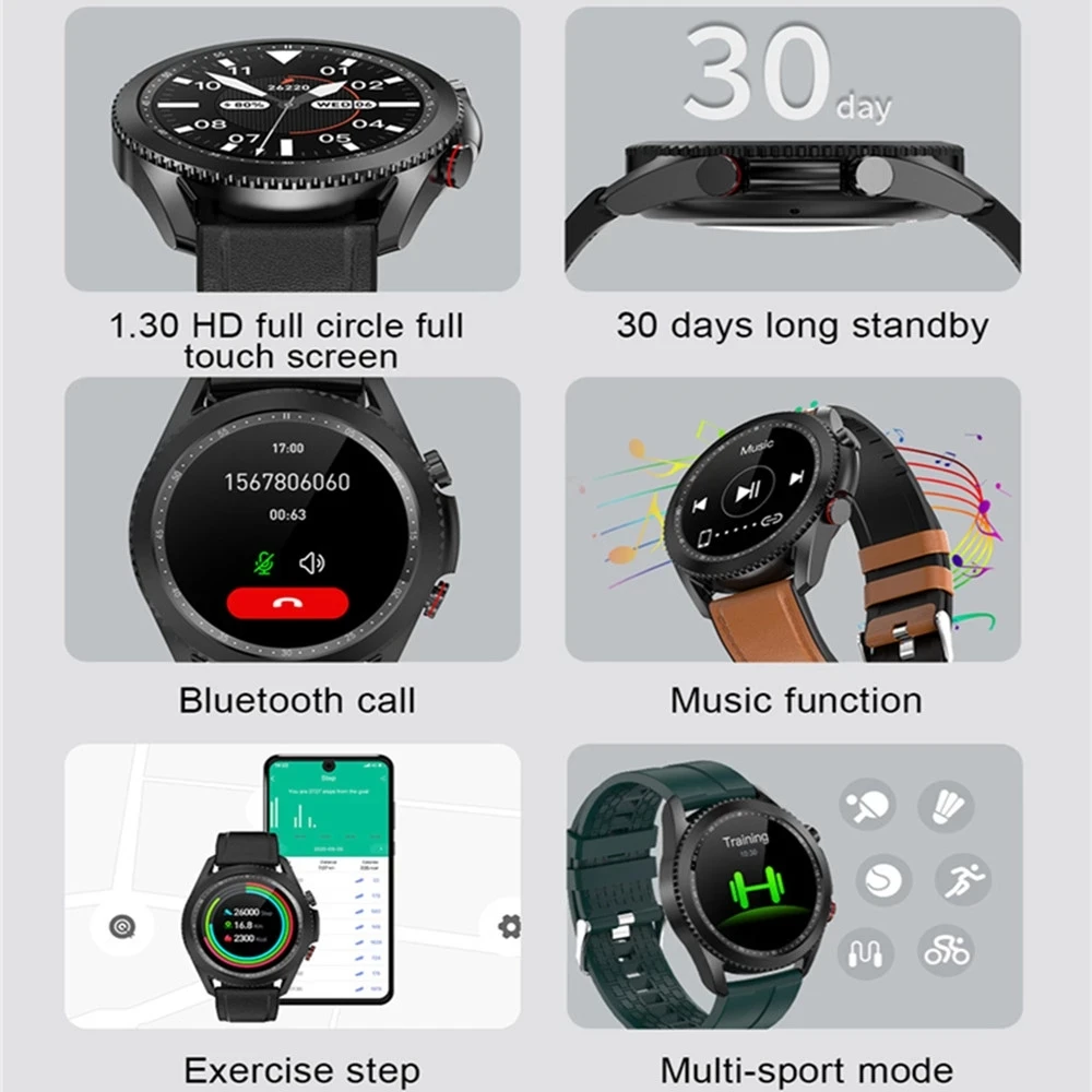 gtwin t40 fashion smart watch men 1 3hd full touch bluetooth call wearable device long standby sports smartwatch for android ios free global shipping