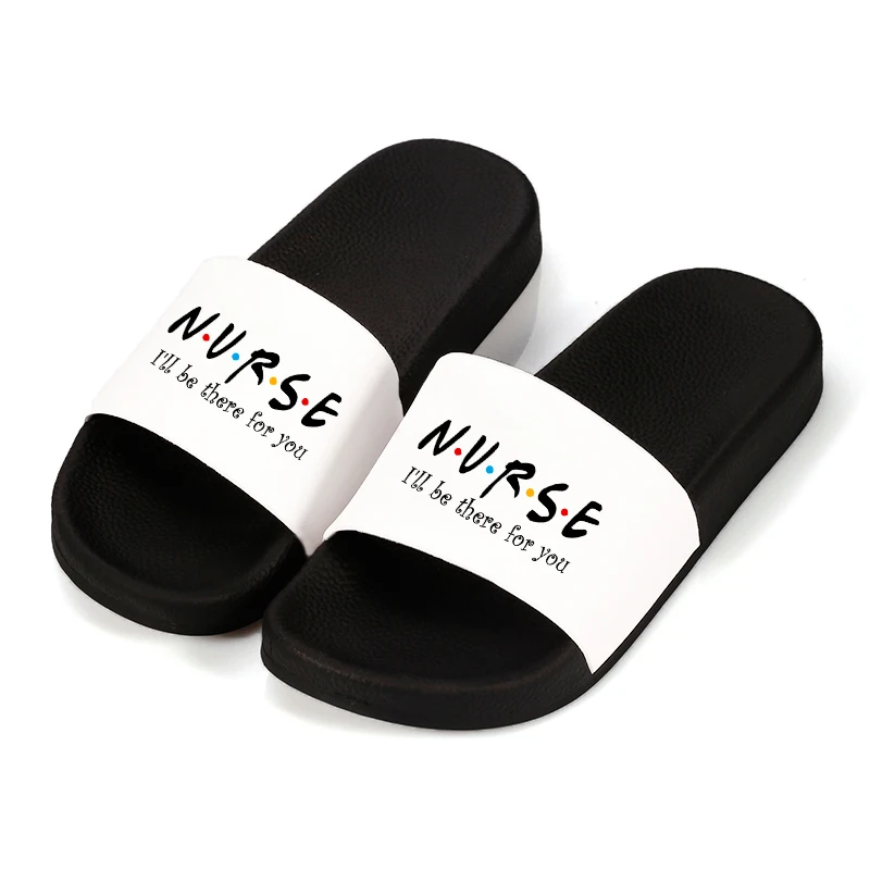 

Summer Nurse Print Women Slippers Outdoor Sandals Fashion Bathroom Slippers Non-slip Flip Flops Indoor Custom Couple Slippers