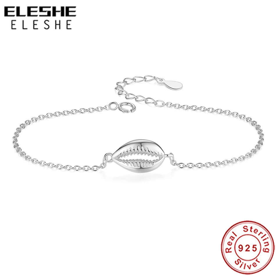 

ELESHE 925 Sterling Silver Shell Bracelet Fashion Link Chain Bracelets for Women Authentic Silver Jewelry Christmas Gift