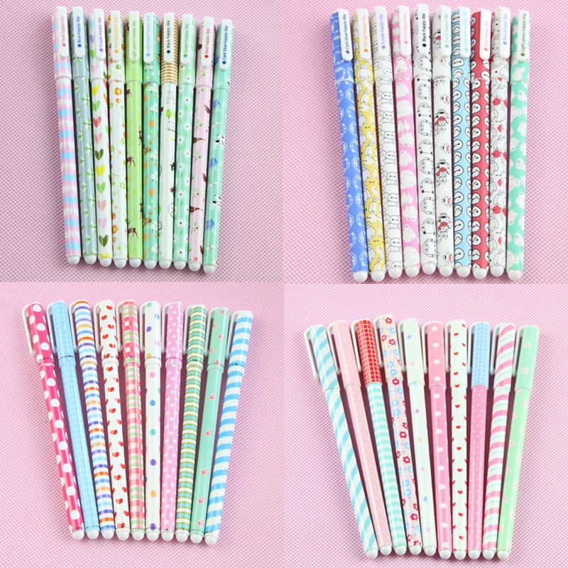 

10 Pcs Color Pen Gel Pens Kawaii Pen Boligrafos Kawaii Canetas Escolar Cute Korean Stationery