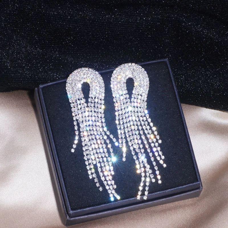 Модные роскошные длинные висячие серьги кисточки для женщин большие подвески с