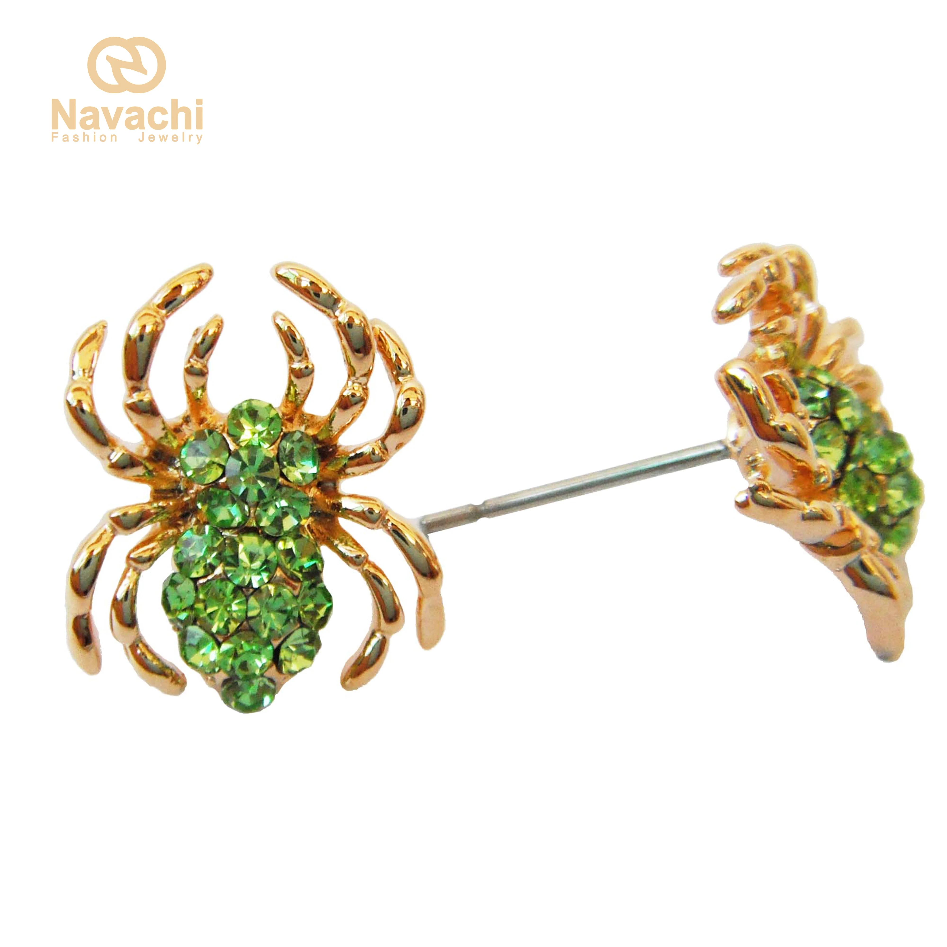 Зеленые прозрачные стразы Navachi Spider Tarantulas желтые серьги гвоздики SMT2603|earrings lips|earring