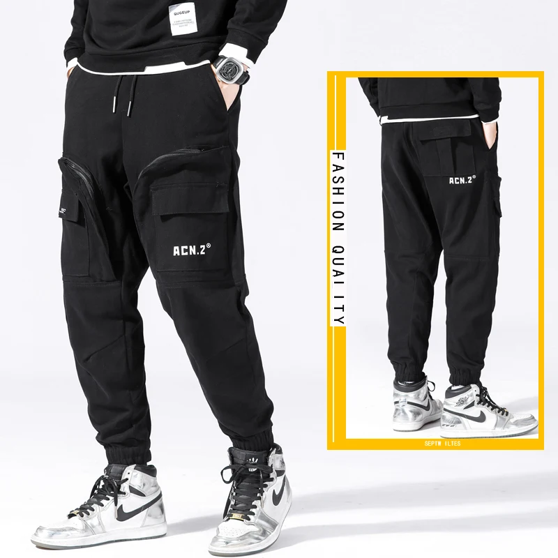 

Cargo pants men trousers casual pants joggers elastic cropped trousers