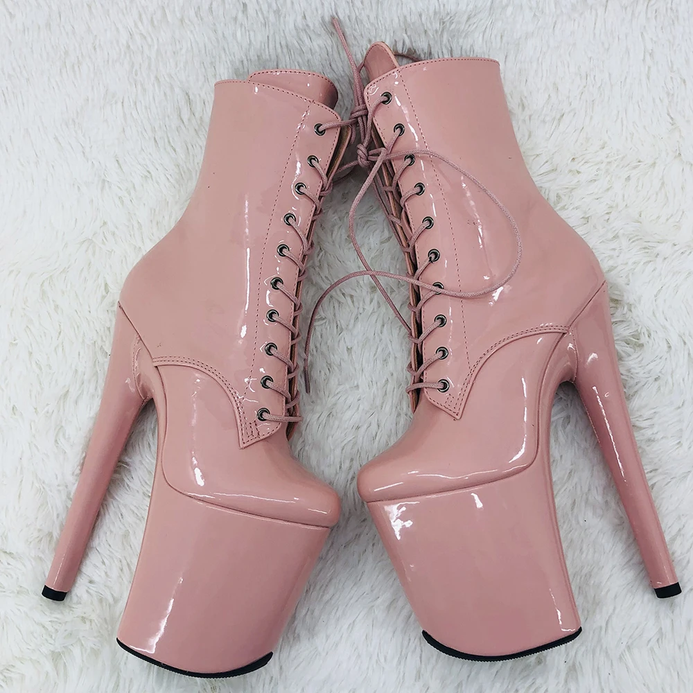

Leecabe 20CM/8inches shinny PU upper ankle boots fashion shoes High Heel platform Pole Dance boot