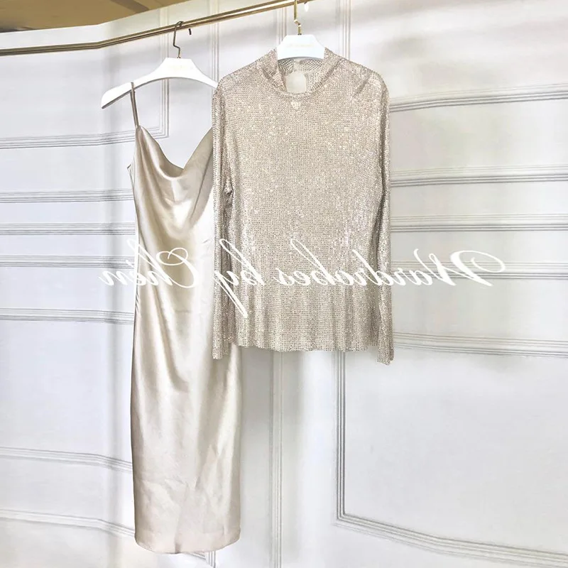 

New shelf designer Chen the hot drill top imitates the silk suspender long suit female