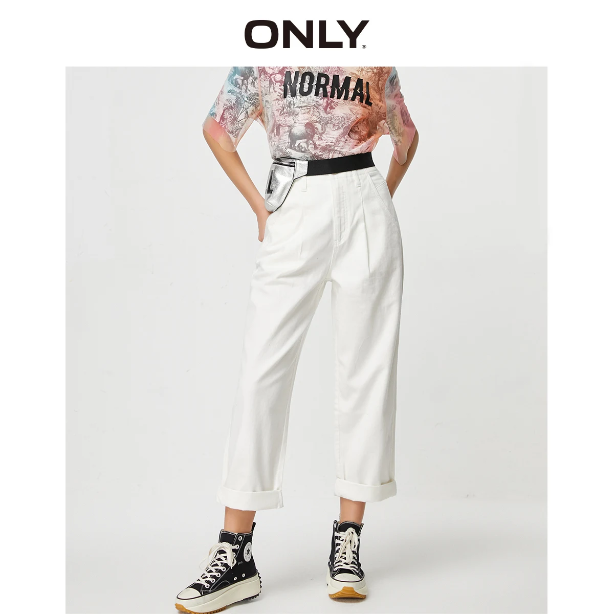 

Only summer new Korean high waist straight tube loose skinny quarter jeans for women | 120249502