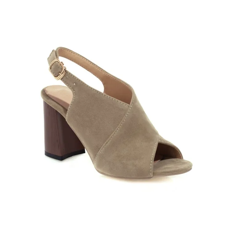 

Open Toe Block Heels Nubuck 2021 Sandals Black Shoes for Women Large Size Espadrilles Platform Peep Chunky New Beige Fashion Big