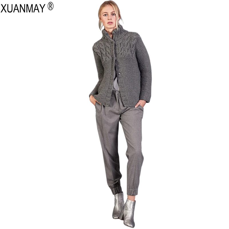 2021 зимние женские толстый свитер для женщин большой кардиган на пуговицах Уютная