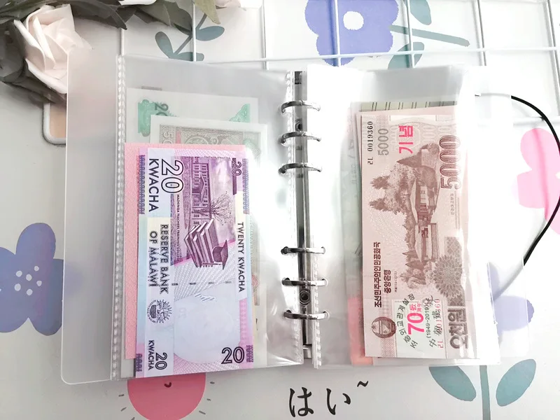 

Transparent Color PVC Inner Sheets Pockets Paper Money Collection Book Album for Props Sticker Storage Travel Tickets Pockets
