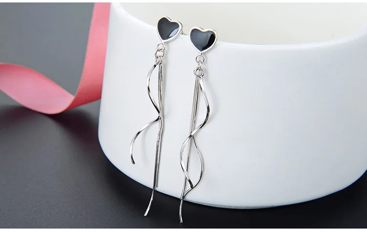 S925 Sterling Silver Fresh Style Tassel Earrings Dripping Long Earrings Fashion Drop Earrings for Women Wedding