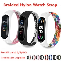 new nylon strap for xiaomi mi band 6 3 5 braided solo loop elastic bracelet mi band 4 comfortab wristband for mi band 5 6 strap