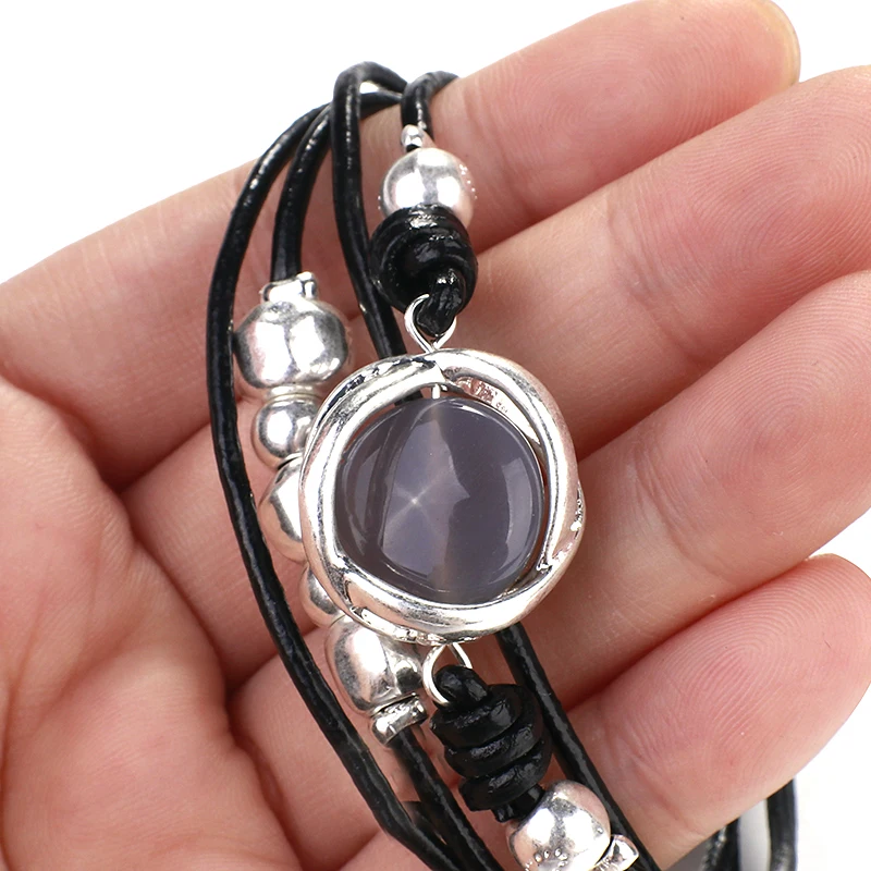 Богемный Браслет ALLYES для женщин матовый черный браслет с пряжкой женские