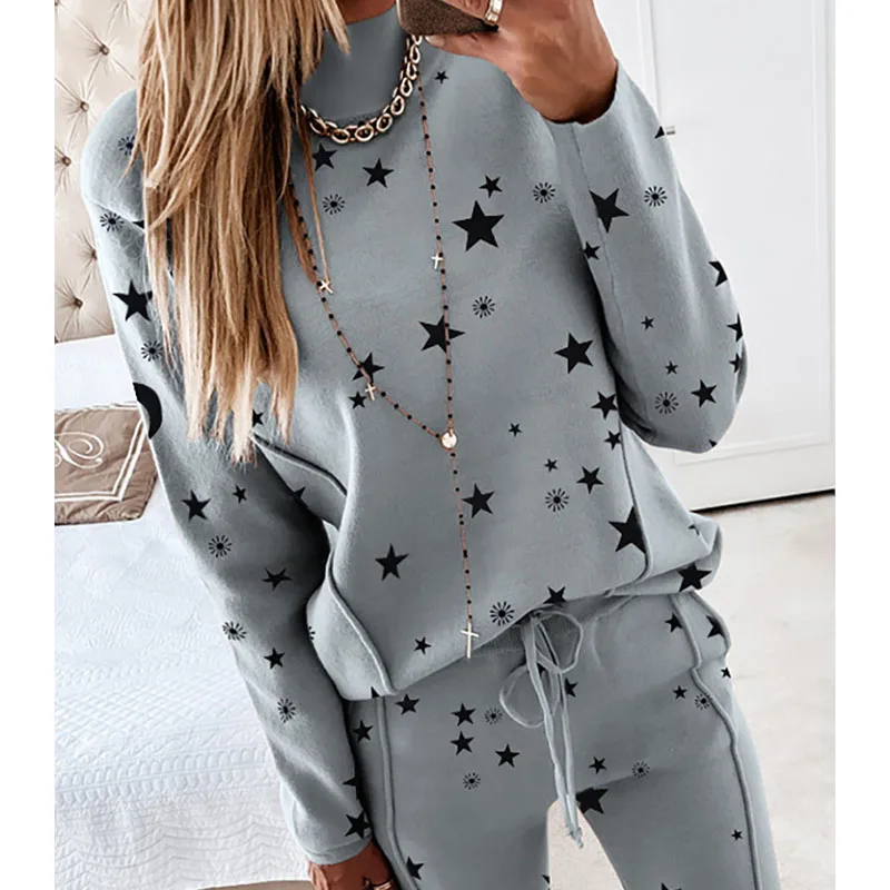 

Tuta Da Donna Casual New Sport Suit Women 2 Pieces Printed Coat Lace-up Slim Long Pant Set Tracksuits kpytomoa negozio ufficiale