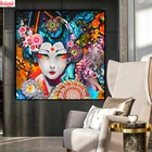 Алмазная вышивка, абстрактная картина с изображением персонажа, Японская женщина, полноразмерная квадратная, круглая, алмазная живопись 5d сделай сам