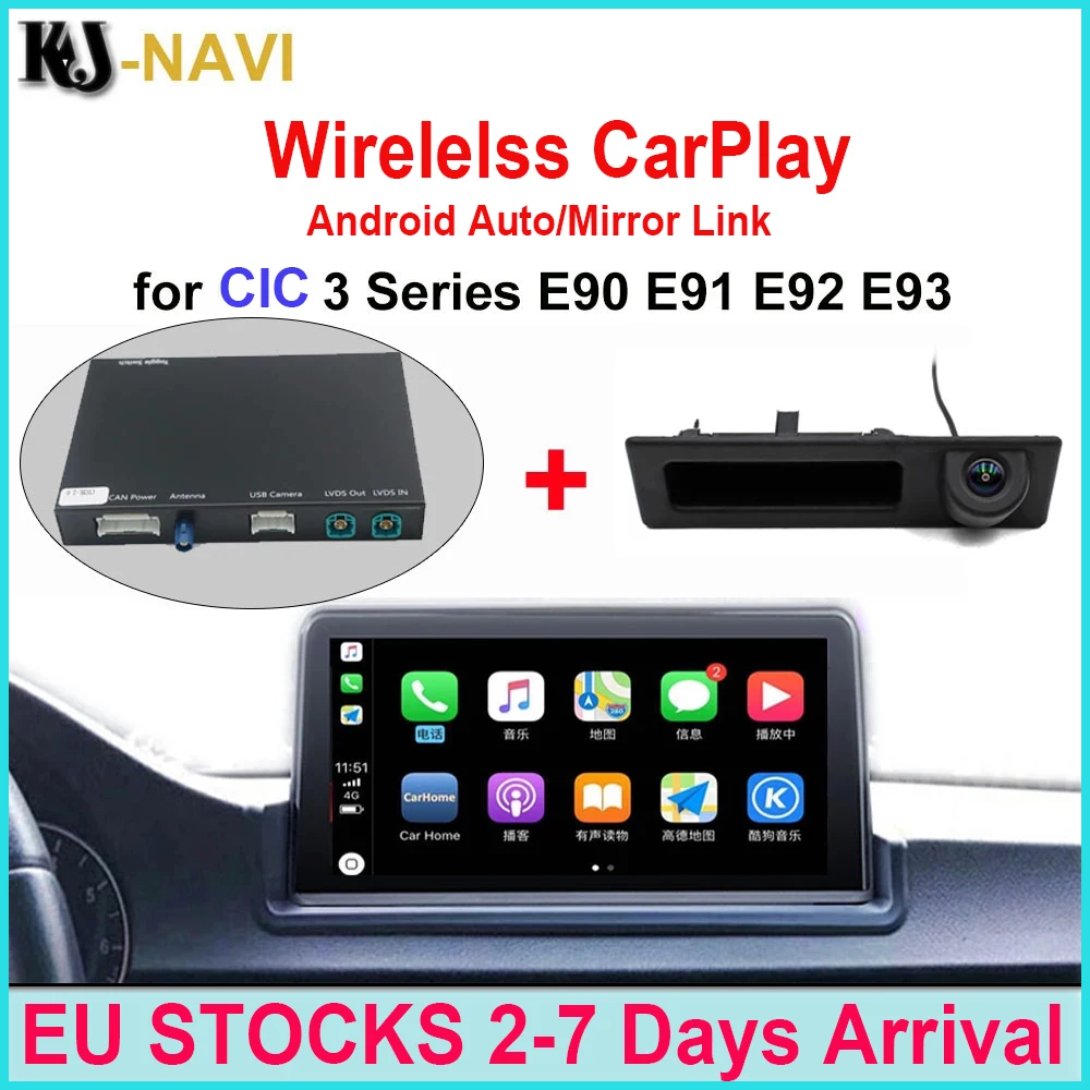

With Android Mirror Link AirPlay Car Play Function Wireless CarPlay For BMW CIC 3 Series E90 E91 E92 E93 2009 - 2012