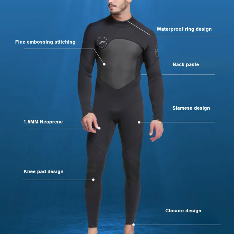 

Full Body Dive Wetsuit Sports Skins Rash Guard for Men Long Sleeve One Piece Swimwear FK88