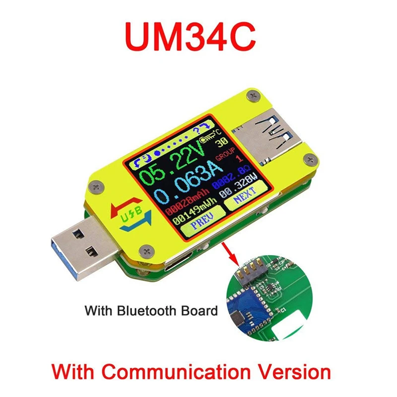USB-тестер UM34 UM34C для приложения USB 3 0 Type-c DC Вольтметр Амперметр измеритель