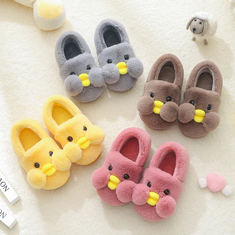 

2021 Children's Velvet Home Slippers Winter Cartoon Warm Shoes Kids Girls Slippers Faux Fur House Slippers Toddler Baby Shoes