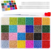 lmdz mixed glass beads for jewelry making handmade diy bracelet necklace with plastic boxes and beading needles kit