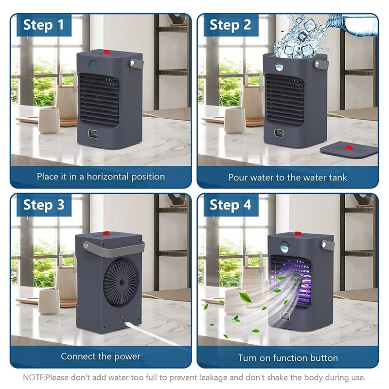 

Air Cooler,120 Rotation Function, Portable Humidifier and Air Purifier and 3 Fan Speeds,LED Lights,Display Temperature