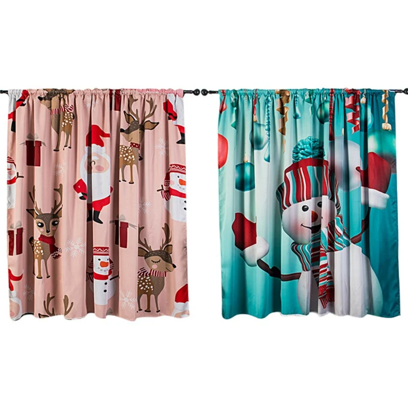 Рождественские занавески на окна с колокольчиком темные для кухни комнатные