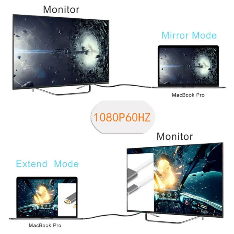 1080P type-C-DVI Кабель-адаптер USB C-DVI конвертер type D 24 + 1 видео 10 Гбит/с длина 8 м черный |