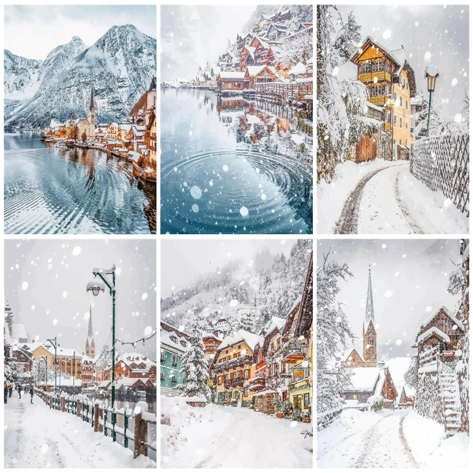 AZQSD зима картина маслом по номерам уникальный подарок наборы на холсте рисовать