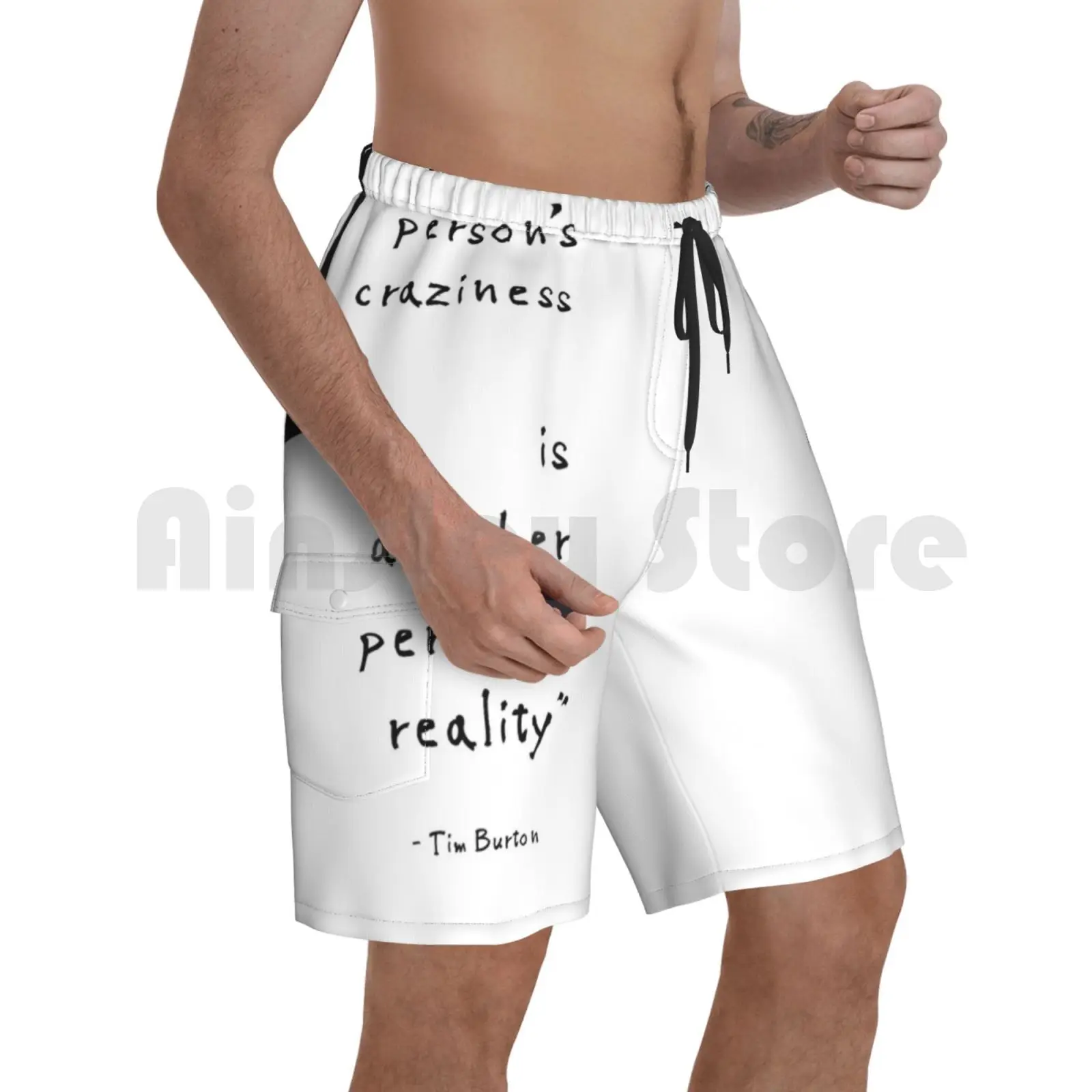 Beach Shorts Tim Burton Gifts Tim Burton Cat Cats Kitty Kitten Yellow Black Person Crazy