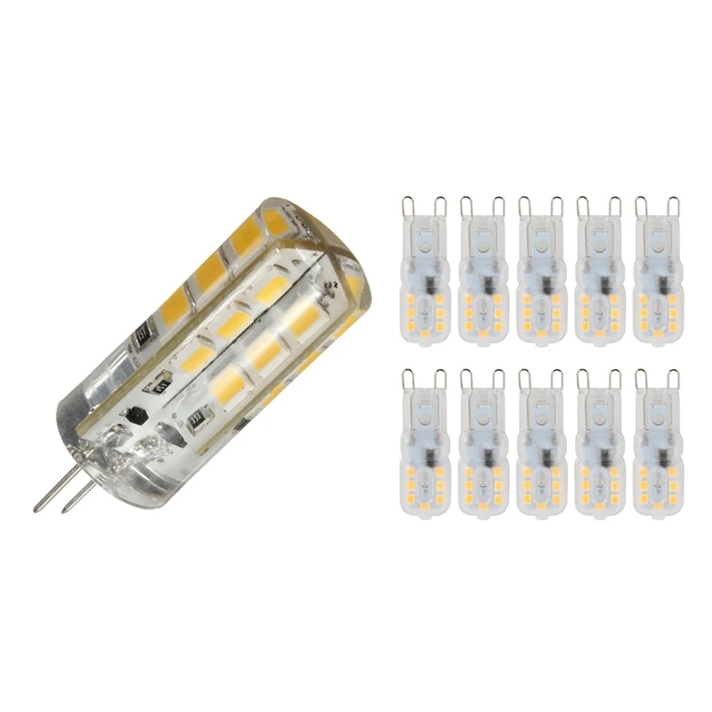 

1 Pcs G4 3W 2835Smd 24 Led Replace Halogen Bulb Light 12V - Warm White Light & 10 Pcs G9 5W Led Dimmable Bulb White