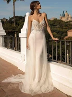 2020 beach wedding dresses spaghetti strap mermaid bride dress backless princess long wedding gown boho bride dress