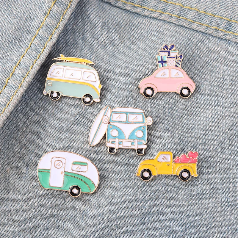 

Creative All-matched Lovely Bus Decorative Pins Personality Cartoon Cute Car Series Brooch Unique Novel Truck Station Brooch