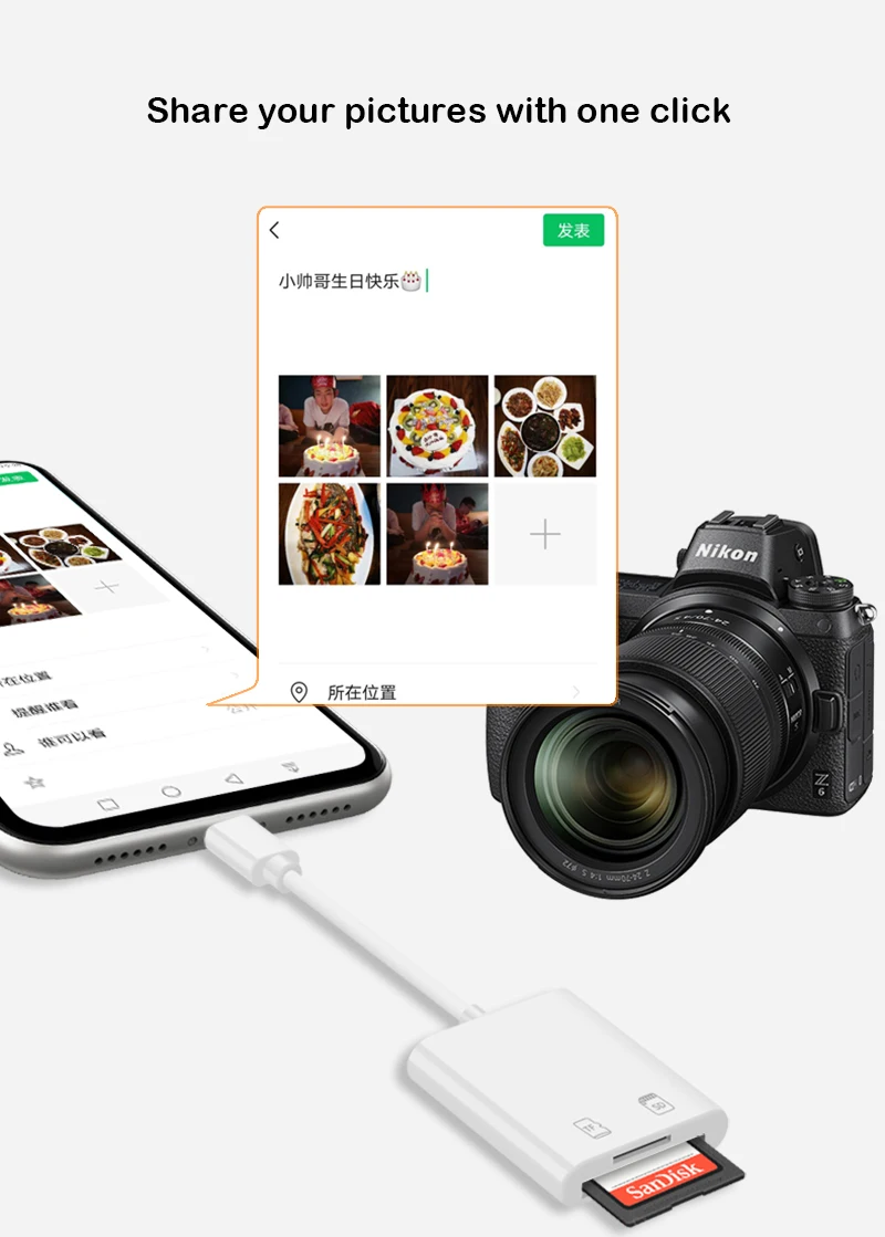 Адаптер C57 для iPhone устройство чтения карт памяти SD iOS 13 OTG TF 12 Xs X | Мобильные