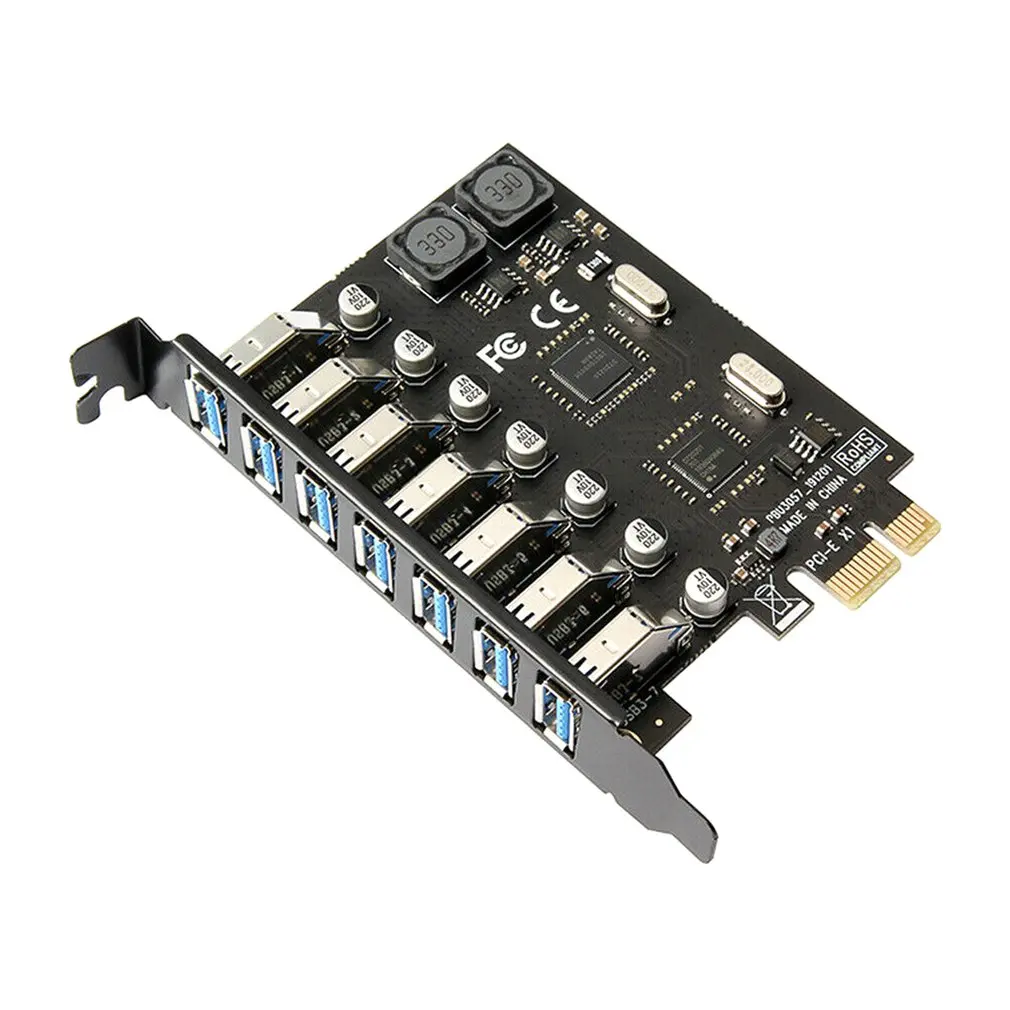 

USB PCIe Adapter 7 Port USB 3.0 Hub PCIe Adapter PCI-E USB Controller USB 3.0 PCI-e Expansion Board Card For Desktop