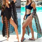 Летний женский сексуальный с коротким рукавом, Леопардовыйвышитый, прозрачный, на шнуровке, с кисточками, пляжный, для купания, накидка для бикини, кардиган