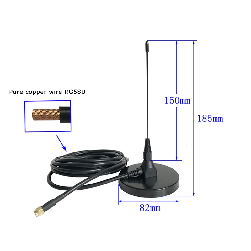 433MHZ suction cup antenna  pure copper cable RG58U  SMA male gain 30dBi module omnidirectional antenna length 3m strong signal