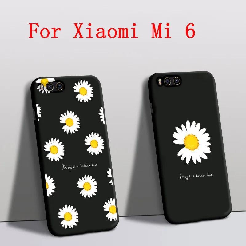 Чехол Funda для Xiaomi Mi 6 силиконовый защитный чехол mi6 Цветочная Маргаритка mi задняя