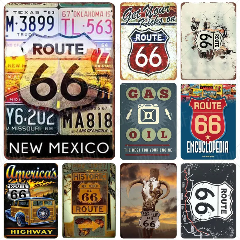 

Route 66 New Mexico Metal Sign Plaque Metal Vintage Pub Tin Sign Wall Decor for Bar Pub Club Man Cave Metal Poster