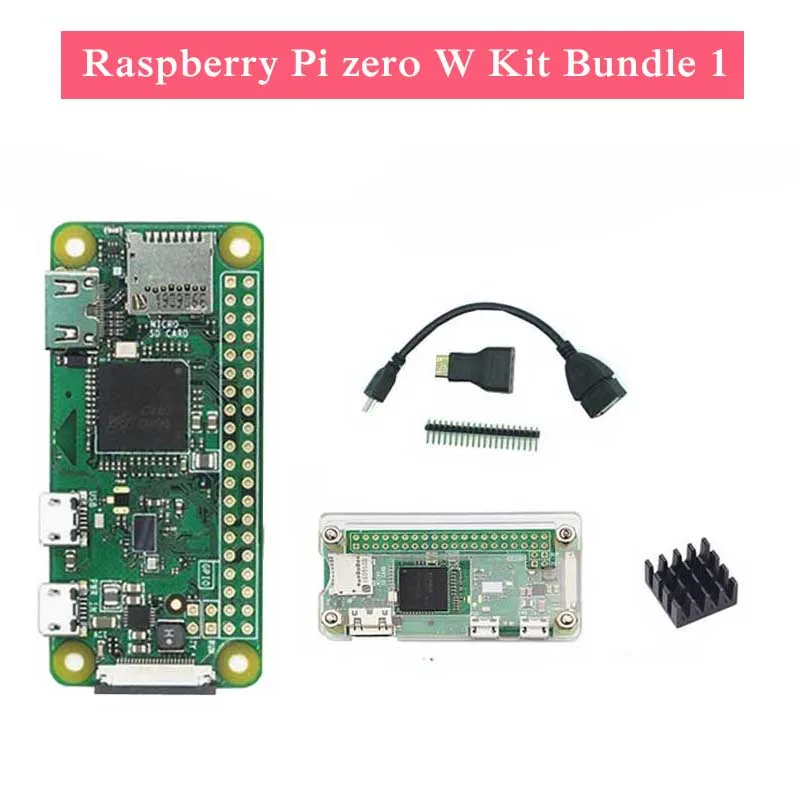 Raspberry Pi Zero W Kit + sd карта 32 ГБ теплоотвод HDMI Power Mini GPIO Header акриловый чехол камера