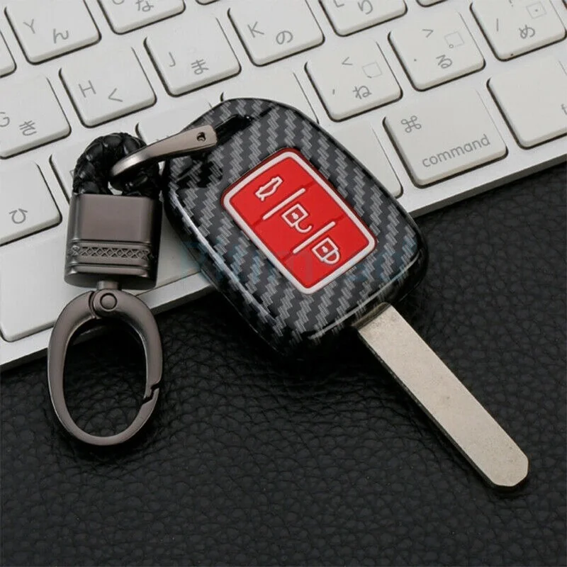

Carbon Fiber ABS Key Cover Case Skin Remote Smart FOB for HONDA ACCORD XRV CIVIC FIT VEZEL