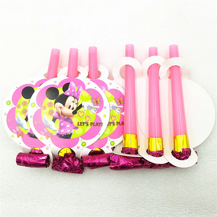 6 шт./пакет Минни Мышь вечерние принадлежности веселый свисток выбросы для детей