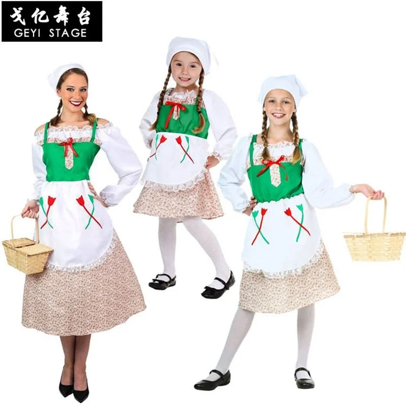 

Halloween Parent-child Stage Performance Costume COS German Girl World National Costume Maid Maid Costume
