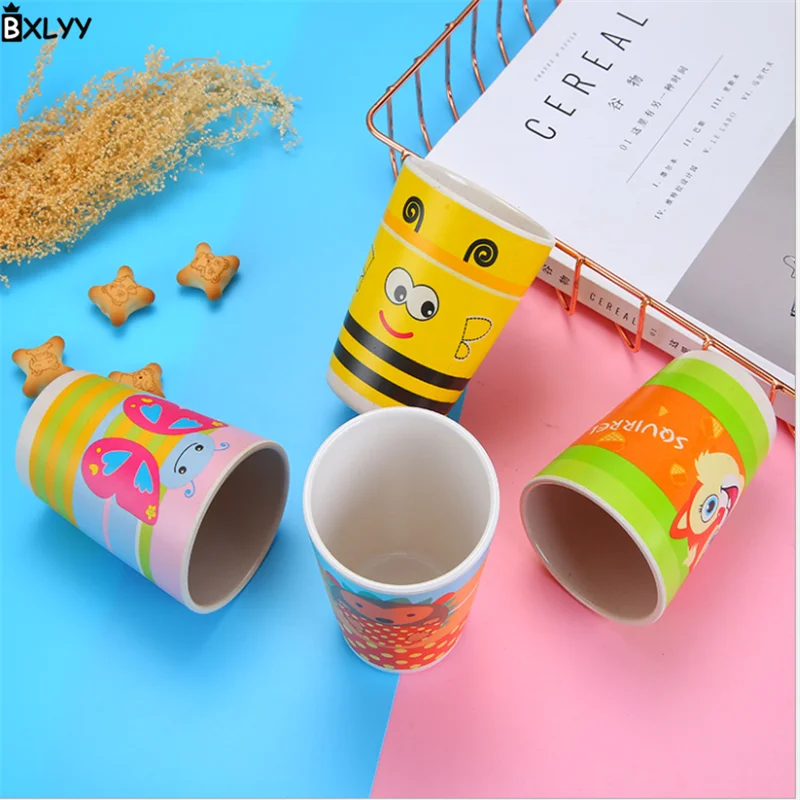 Популярная детская кружка BXLYY из бамбукового волокна с мультяшным рисунком