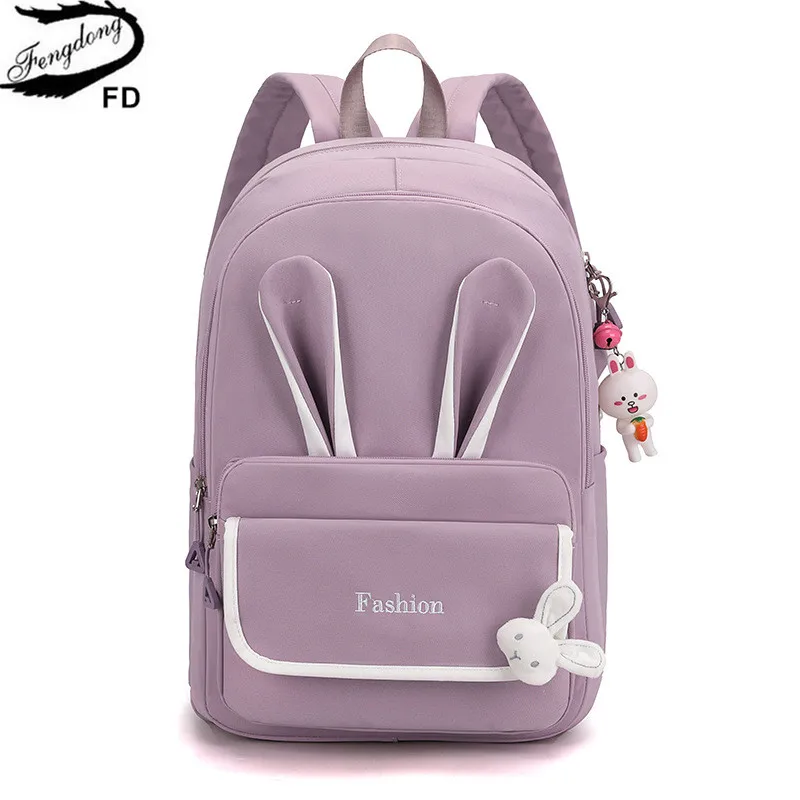 Женский школьный рюкзак Fengdong, Фиолетовый водонепроницаемый легкий рюкзак для девочек-подростков, осень 2019