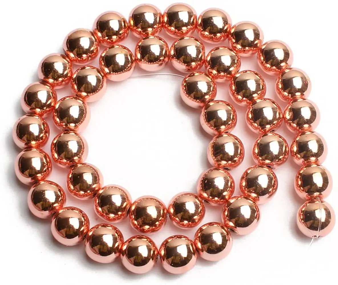 4/6/8/10/12MM Hematite Round Beads for DIY Making Jewelry Bracelet Necklace Loose Balls Sphere Stone NO Magnetic Rainbown Gold | Украшения