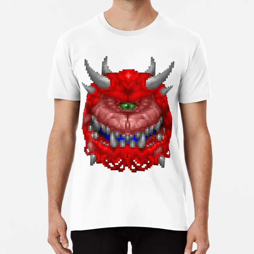 Белый DOOM Cacodemon 1993 шт. FPS футболка doom PC id gaming gamer hell 90s cacodemon - Цвет: Белый