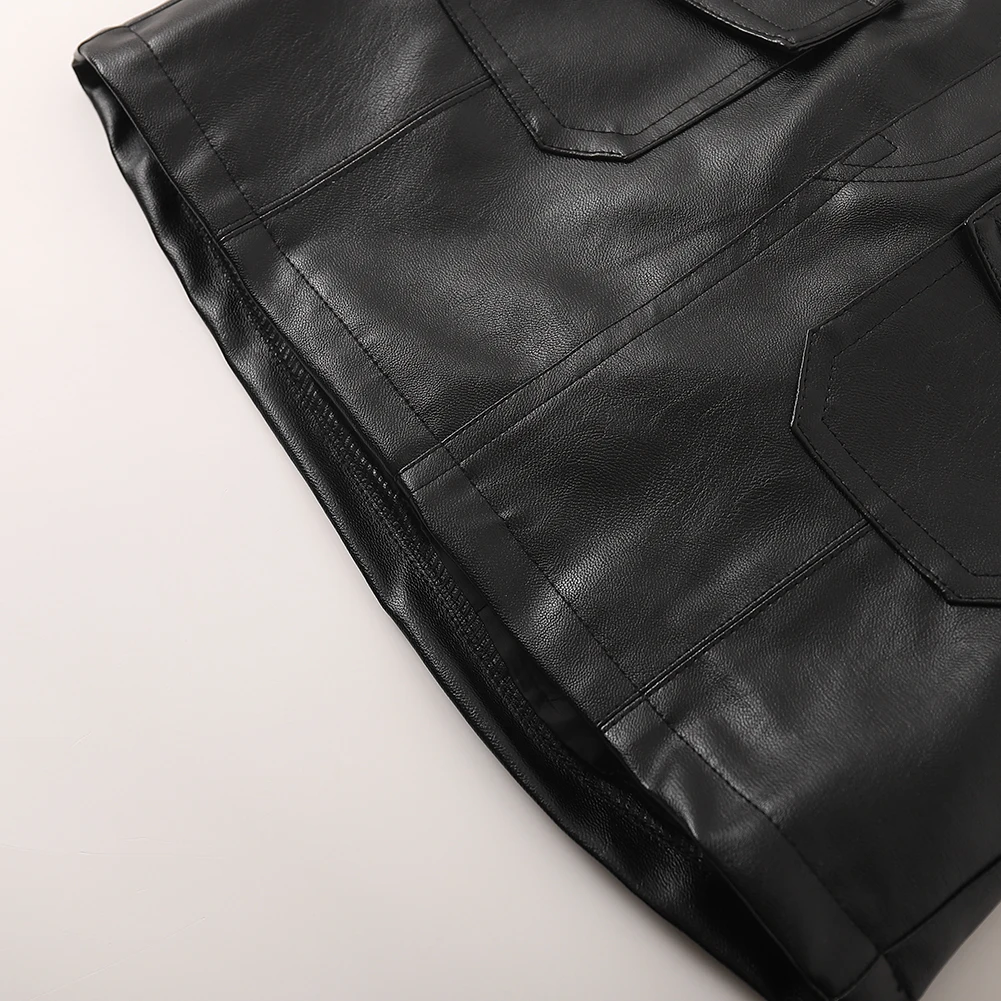 

Black Leather Skirt with Pockets for Girls Fashion Style Toddler Children's Clothing Kids Skirts for Girls